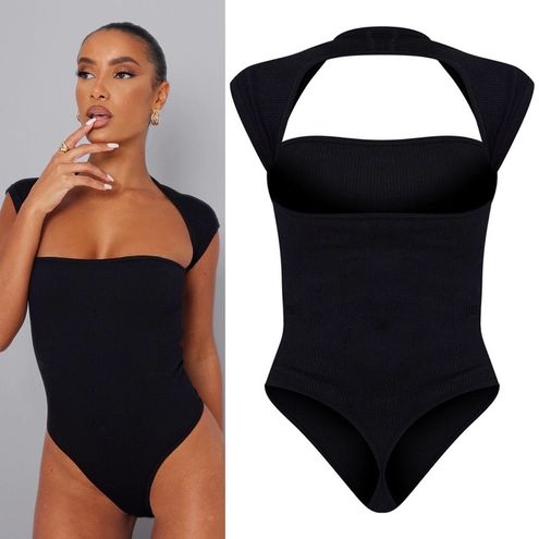 Black Snatched Rib Tube Top