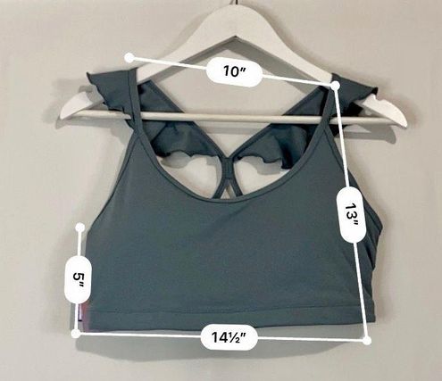 Joy Lab Women's Strappy Ruffle Sports Bra Storm Grey Size Large