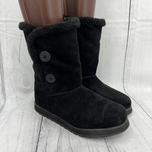 Skechers Keepsakes Sole Seeker Black Faux Fur Lined Boots Faux