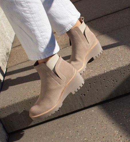 huey almond suede leather ankle boots