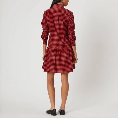 The Shirt by Rochelle Behrens Drop Waist Plaid Flannel Shirt Dress