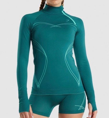 Gymshark Apex Seamless Quarter Zip Teal Large Green - $40 (38% Off Retail)  - From Rachael