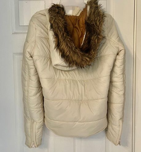 Lucky Brand Size Medium Missy Pillow Puffer Jacket Coat White