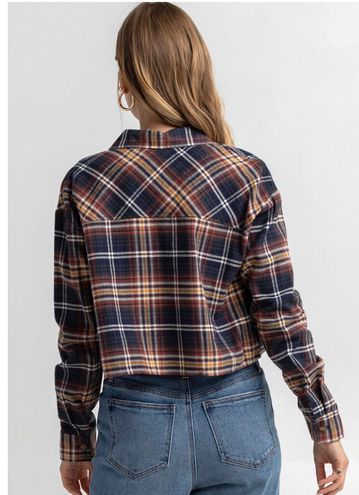 RSQ Plaid Womens Crop Flannel Shirt