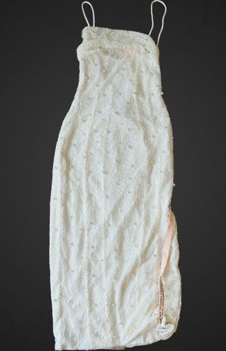 Riviera Strappy Embellished Midi Dress in White