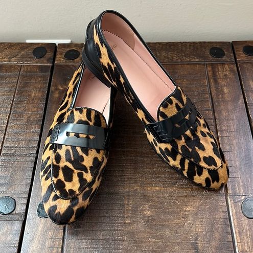 J. Crew Academy penny loafers leopard calf hair sz 9