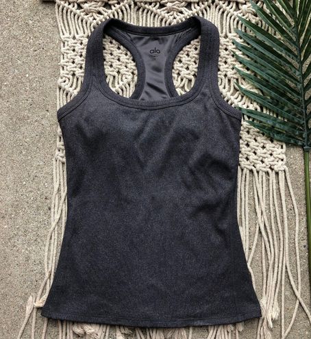 Alo Yoga Grey Rib Support Tank Top Size Small Gray - $40 (50