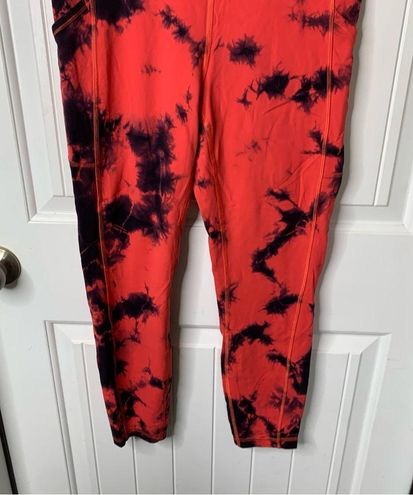 Lululemon Wunder Train high rise red tie dye leggings size 10