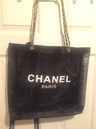 CHANEL VIP Black Mesh Tote Bag Shopping Travel SHOPPER / BRAND NEW at  1stDibs