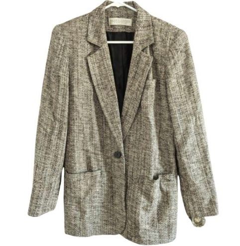 Valerie Stevens Pure Silk Tweed Blazer Womens Size 6 Brown Suit Jacket -  $35 - From Amy