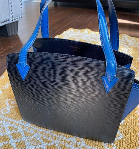 Vintage LOUIS VUITTON Black/Blue Epi Leather Varenne Tote Bag