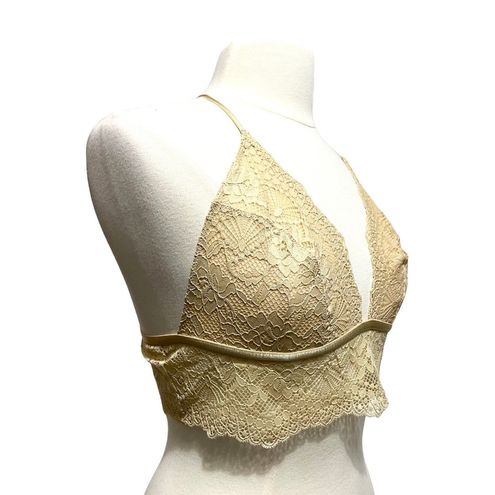 Free People Maya Lace Longline Bralette size Large Women's Winter Wheat NWT  - $38 New With Tags - From N E S S