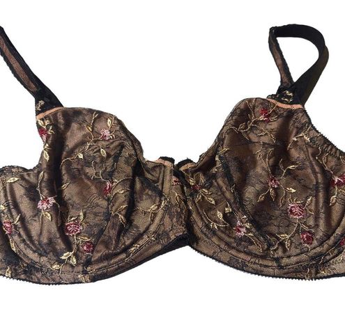 Felina Lace Black Floral Bra Size 34F - $23 - From My Sea Of