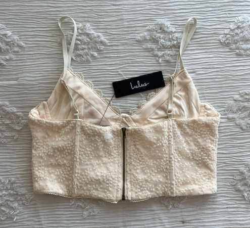 Sights to See Cream Embroidered Lace Cropped Cami Tank Top