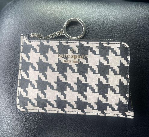 kate spade, Bags, Kate Spade Houndstooth Mini Compact Wallet Black White