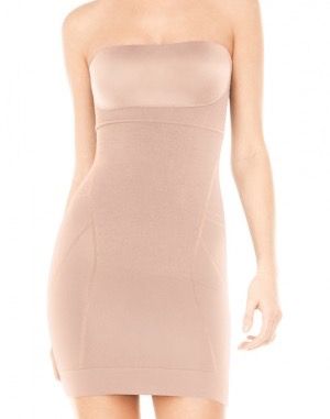 Spanx Slimmer and shine nude strapless dress slip never worn Tan