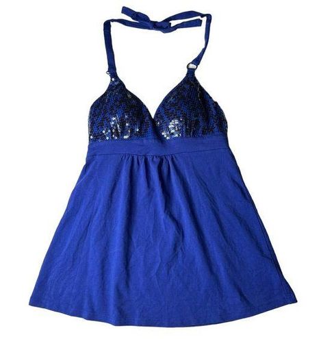 Victoria's Secret Womens Blue Sequin Sexy Shelf Bra Sleeveless Tank Halter  Top S - $22 - From Wendy