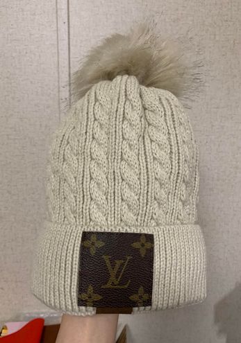 Louis Vuitton Recycled Winter Beanie Pom Pom Hat Tan - $85 New