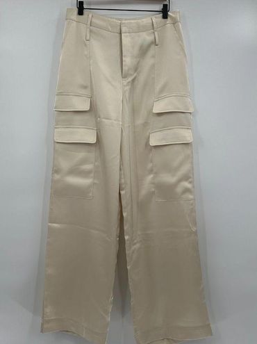 The Noli Shop  Milan Satin Cargo Pant - Pearl