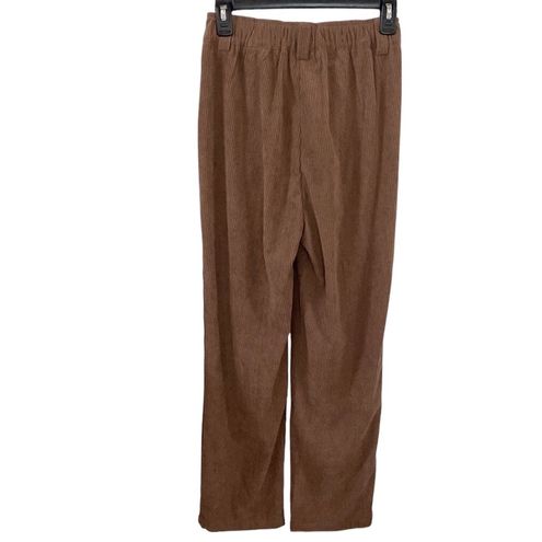 NWT Halara Mid Rise Button Zipper Side Pocket Corduroy Pants Cocoa Brown  Size L