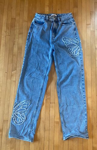 PacSun 90s Boyfriend Jeans with butterfly's Blue Size 27 - $50 (28