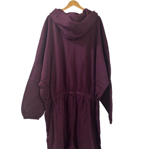 Xssential Oversized Cinched Hooded Jumpsuit in Purple