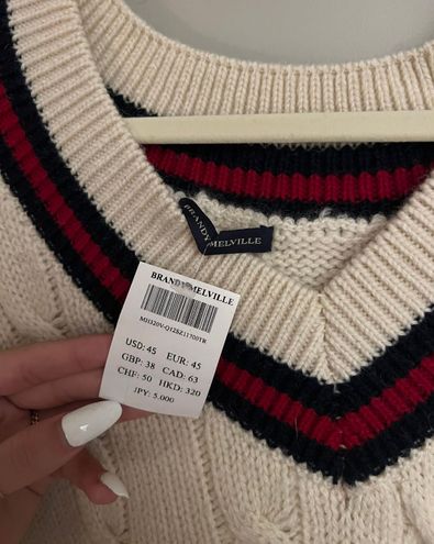 Brandy Melville Forth of July Red and Navy Stripe Bernadette Sweater