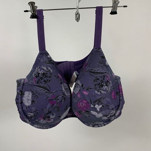 Cacique Purple Floral Pattern Lightly Lined T-Shirt Bra 42G Size