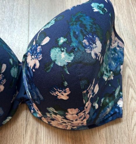 Cacique Blue Floral Lightly Padded Underwire Bra Size 44K - $28