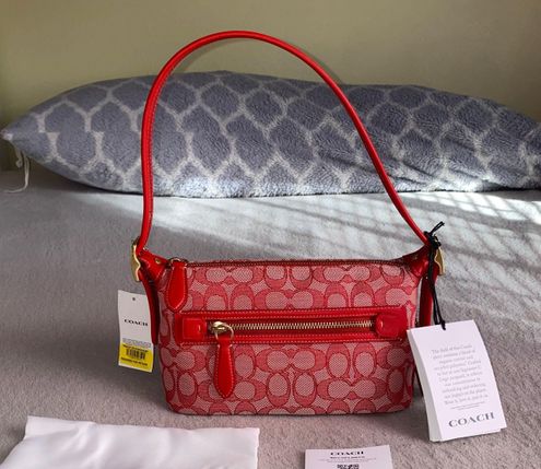 Coach Signature Logo Jacquard Demi Shoulder Bag - Sport Red