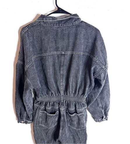 12th Tribe M/L Hendrix Washed Black Denim Jumpsuit Size undefined