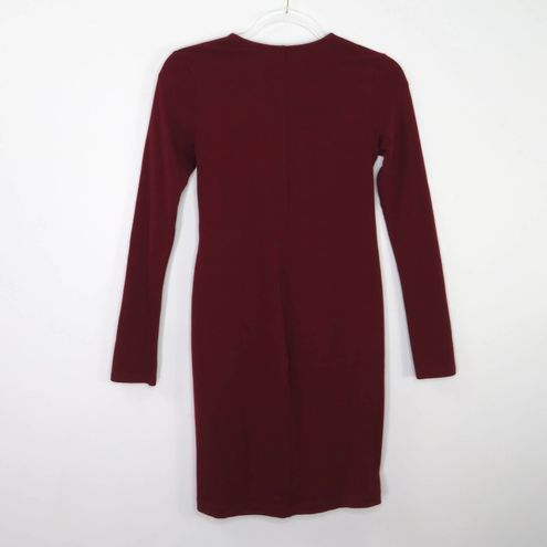 EXPRESS Burgundy Red Lace Up Caged Body Con Dress - $35 - From Four