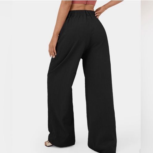 Halara High Waisted Plicated Side Pocket Wide Leg Solid Palazzo Casual Pants  - $35 New With Tags - From Stacy