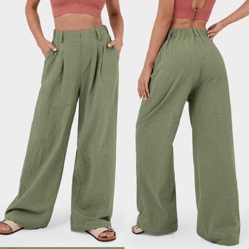 Halara High Waisted Plicated Side Pocket Wide Leg Palazzo Cotton Pants Size  M - $29 New With Tags - From Luchie