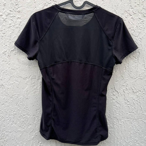 X By Gottex Short Sleeve Semi Sheer Activewear Top Tee Shirt Black