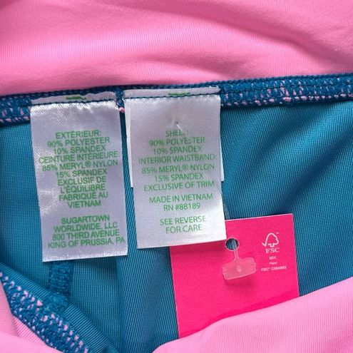 Lilly Pulitzer Weekender High Rise Velour Legging Teal Bay XS Blue