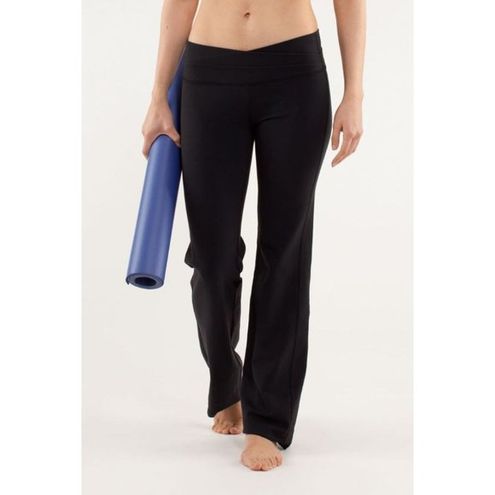 Lululemon Astro Black Criss Cross Waistband Flared Leg Yoga Pant 6