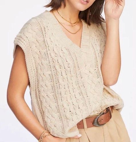 By Anthropologie Oversized Cable-Knit Sweater Vest