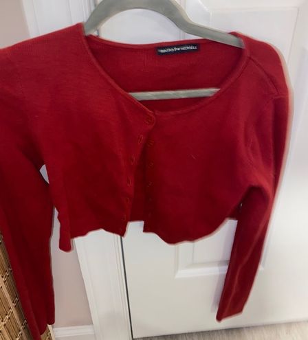 Brandy Melville Athelia Cardigan in red  Red cardigan, Cardigan, Red  leather jacket