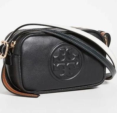 Tory Burch Perry Bombe leather Top double zip floral Crossbody Bag