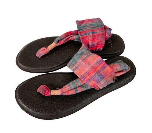 Sanuk Yoga Sling Back Thong Sandals Fabric Flip Flops Shoes Womens Size 8