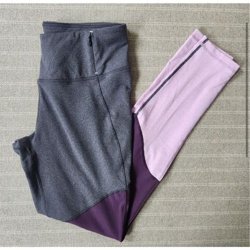 Calia by Carrie Underwood Colorblock Leggings Gray Purple Mesh