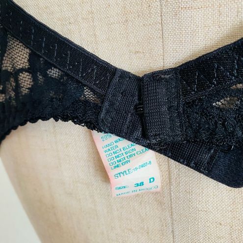 Vintage 70s 80s a lace Black Sheer Bra 38D Size L - $25 - From Anisa