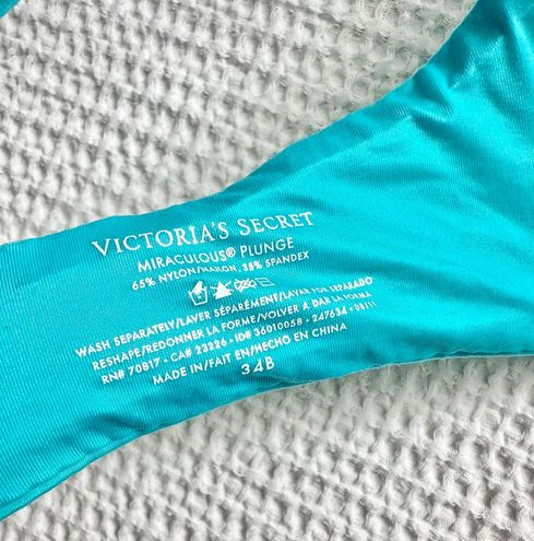 Victoria's Secret VS 34B Miraculous Plunge rhinestone bra Blue