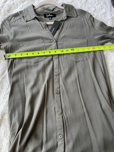 Oxford Comma Olive Green Shirt Dress