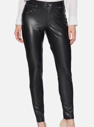 Hue 🟢 Faux Leather Leggings Black size medium - $8 - From Kimberly