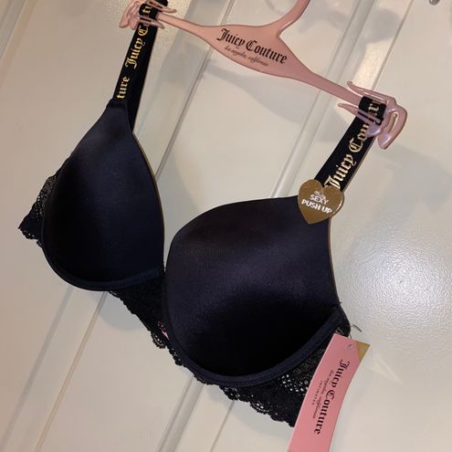 Juicy Couture New 36C Push Up Bra Black / Gold Lace Trim $32.00