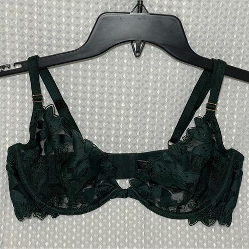 Victoria's Secret Green Emerald Flower Embroidered Unlined Low Cut Demi Bra  36C Size 36 C - $25 - From Nic