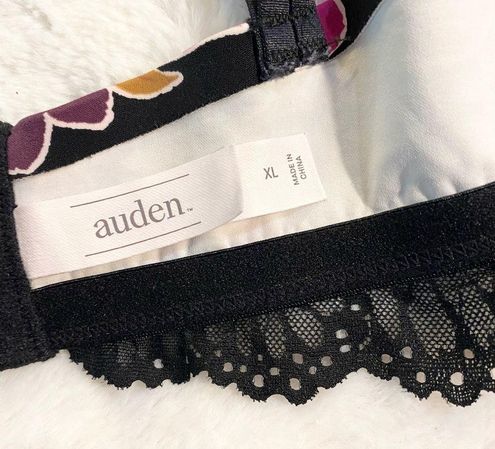 Auden Black Red Pink Floral Lace Unlined Wireless Bralette Size XL - $14 -  From Megan