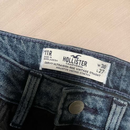 Hollister Curvy Ultra High-Rise Two-Tone Vintage Ankle Straight Jeans